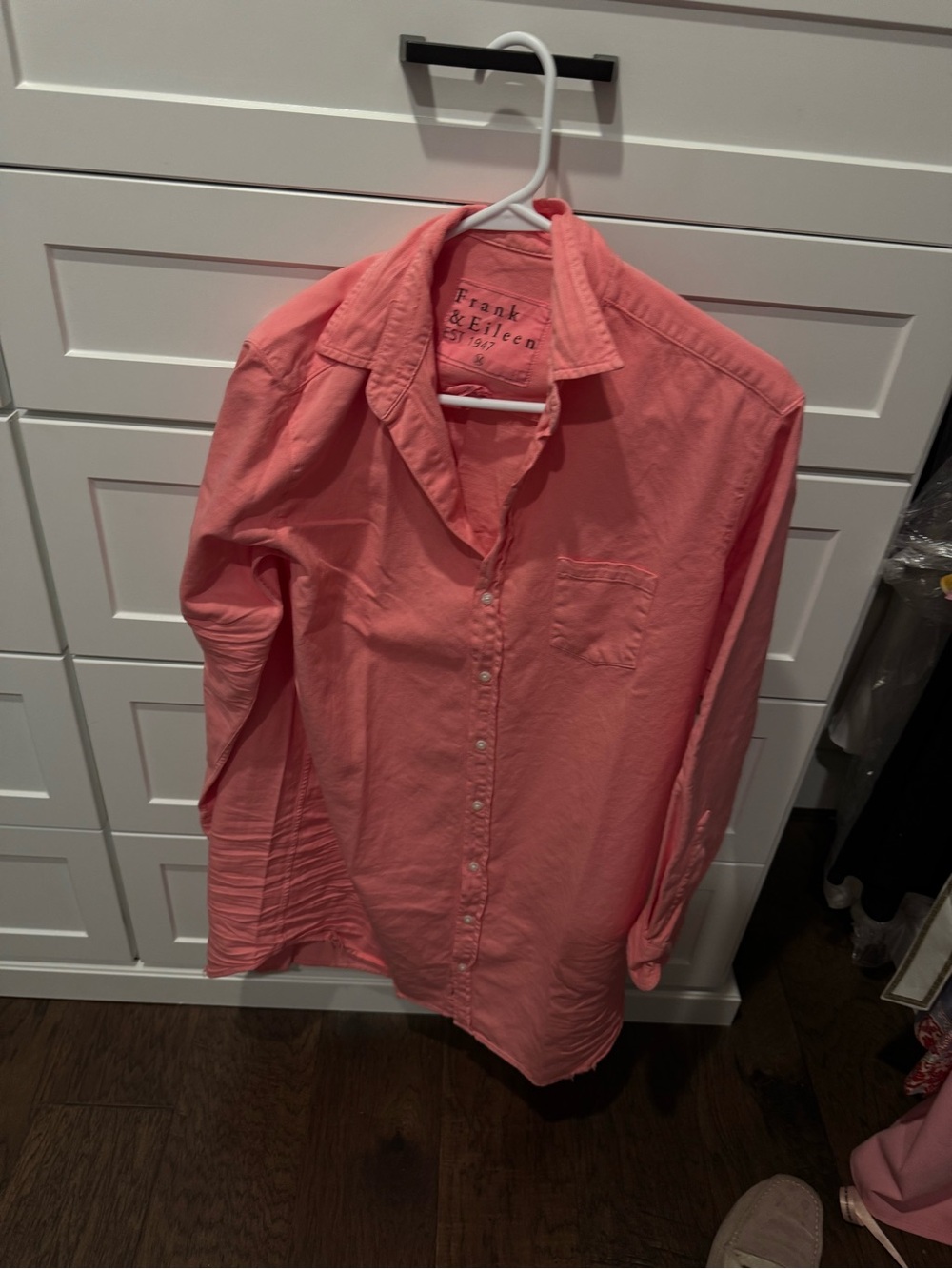 Frank & Eileen Coral-Pink Button Front Shirt Dress